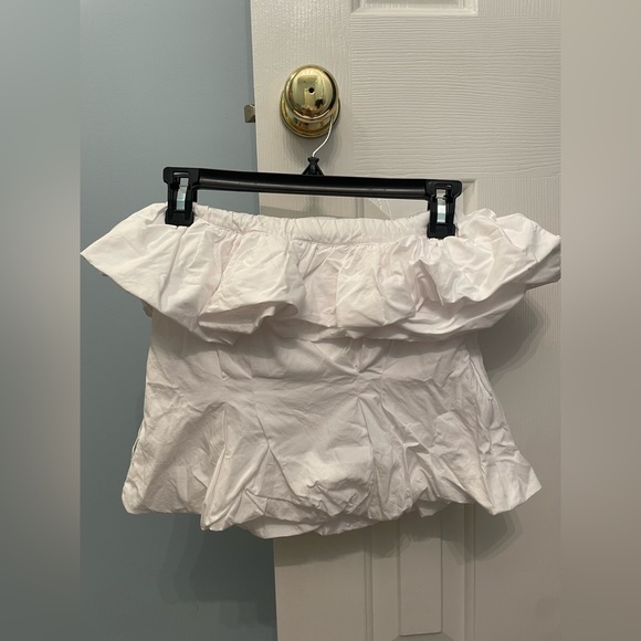 EUC Zara White Voluminous Poplin Top Off Shoulder - Picture 5 of 10